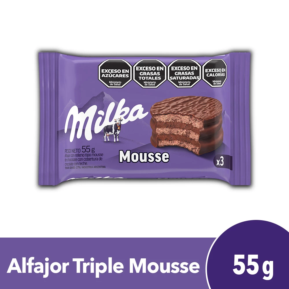 MILKA ALFAJOR MOUSSE TRIPLE X55G